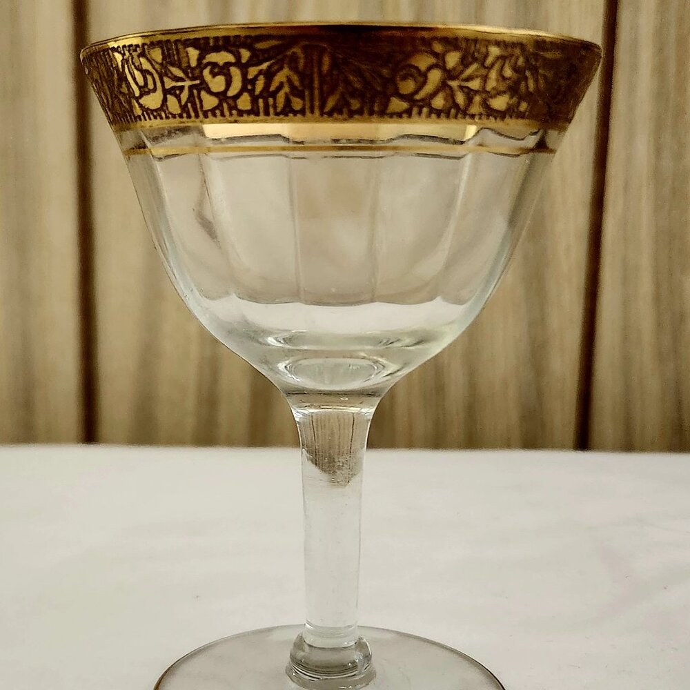 Tiffin Glass cocktail glasses 1920s gold trim set of 6